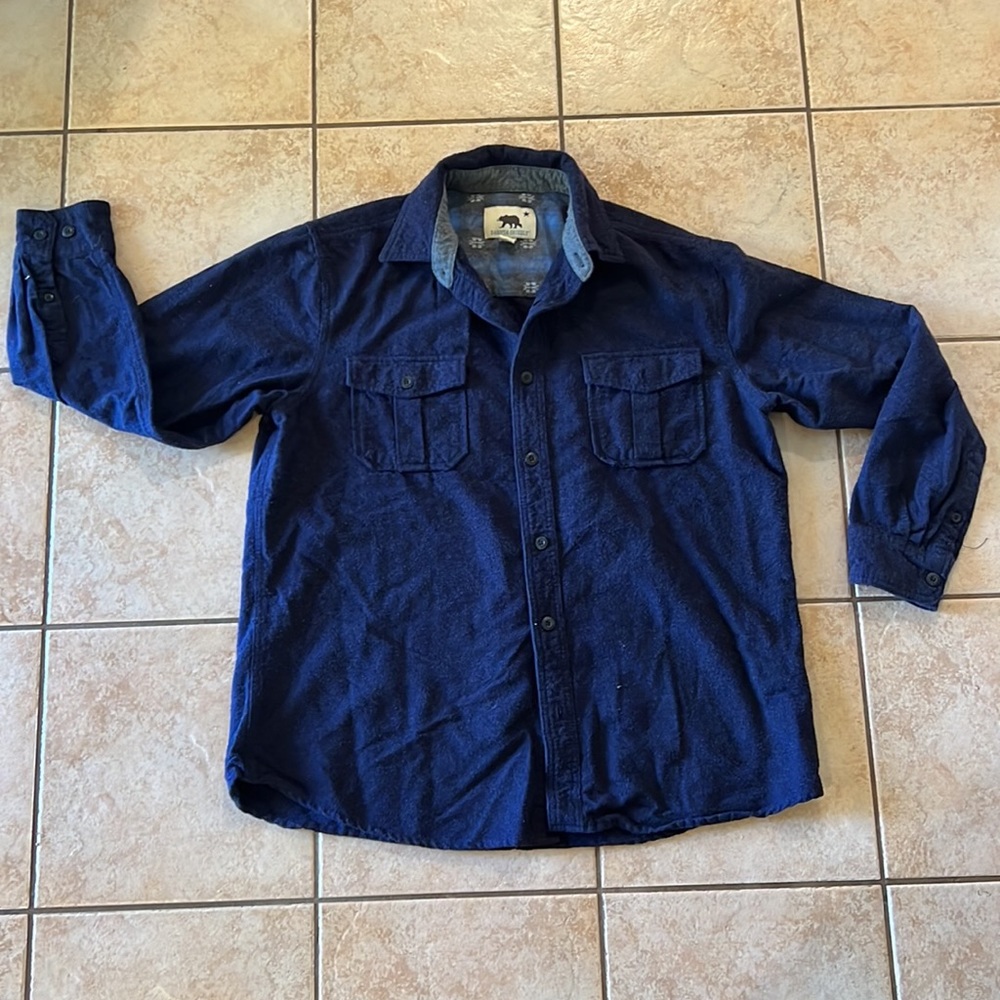 Dakota Grizzly Solid Major Long Sleeve Midnight‎ Blue Western Flannel, Sz XL